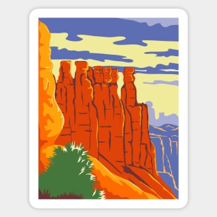 Bryce Canyon National Park in Paunsaugunt Plateau Garfield County and Kane County Utah WPA Poster Art Color Sticker